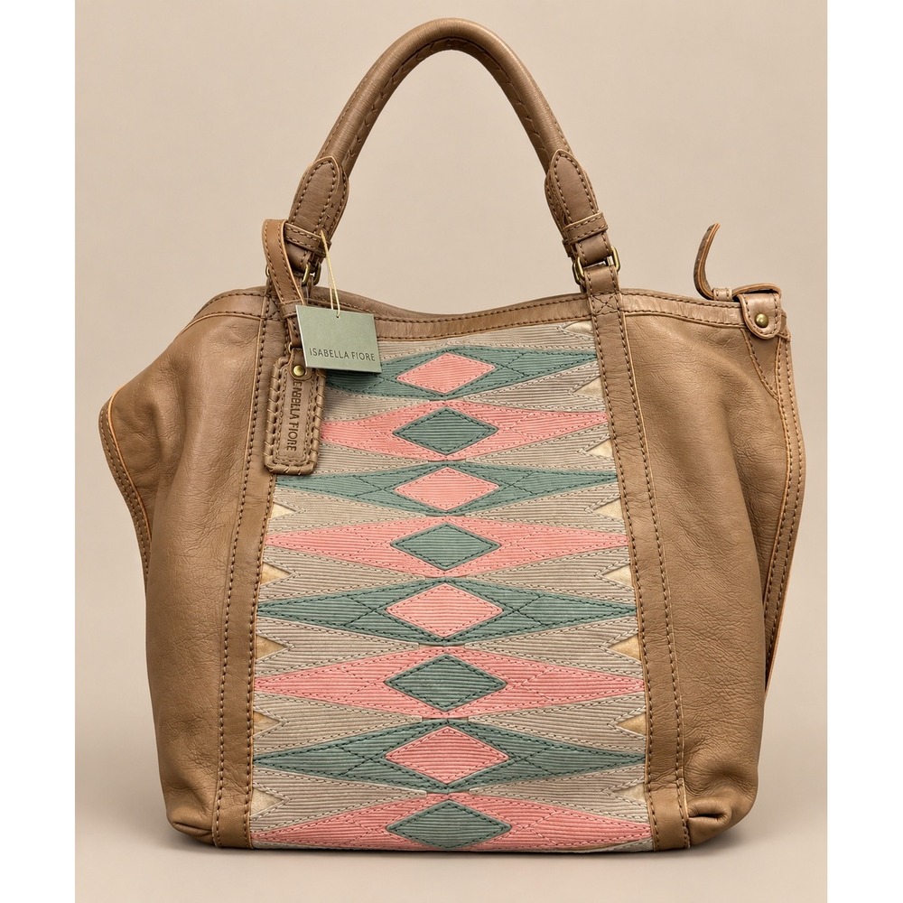 Isabella Fiore Womens Tote O/S Multi Adele Tobo Embroidered Leather Satchel Bag